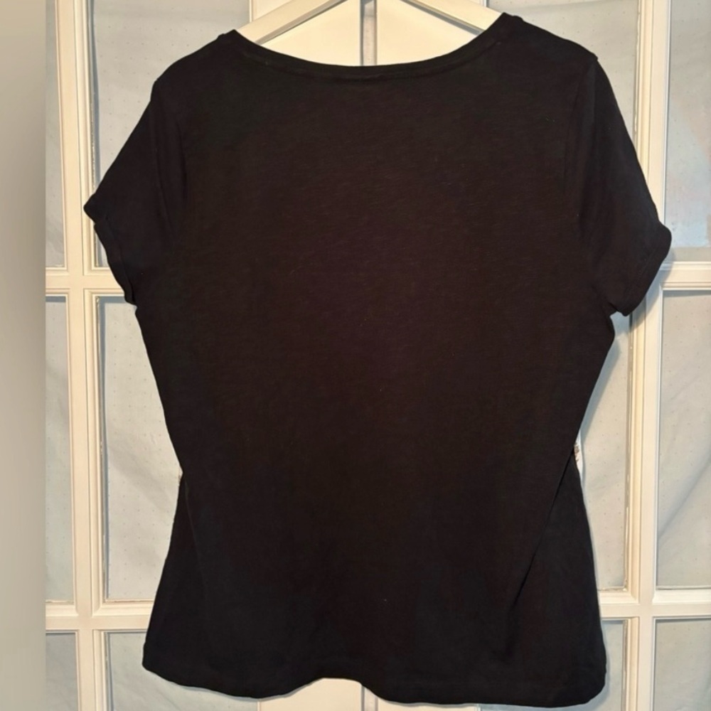 Chico’s | Zenergy Two-Toned Animal Print Raglan Black White Metallic Foil Tee(L) - Picture 2 of 6